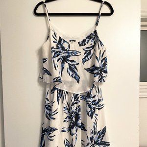 ONLY Blue and White Tropical Print Dress